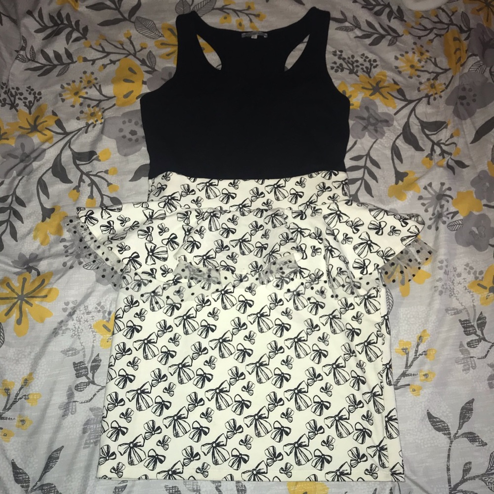 Vintage style peplum bow mini dress